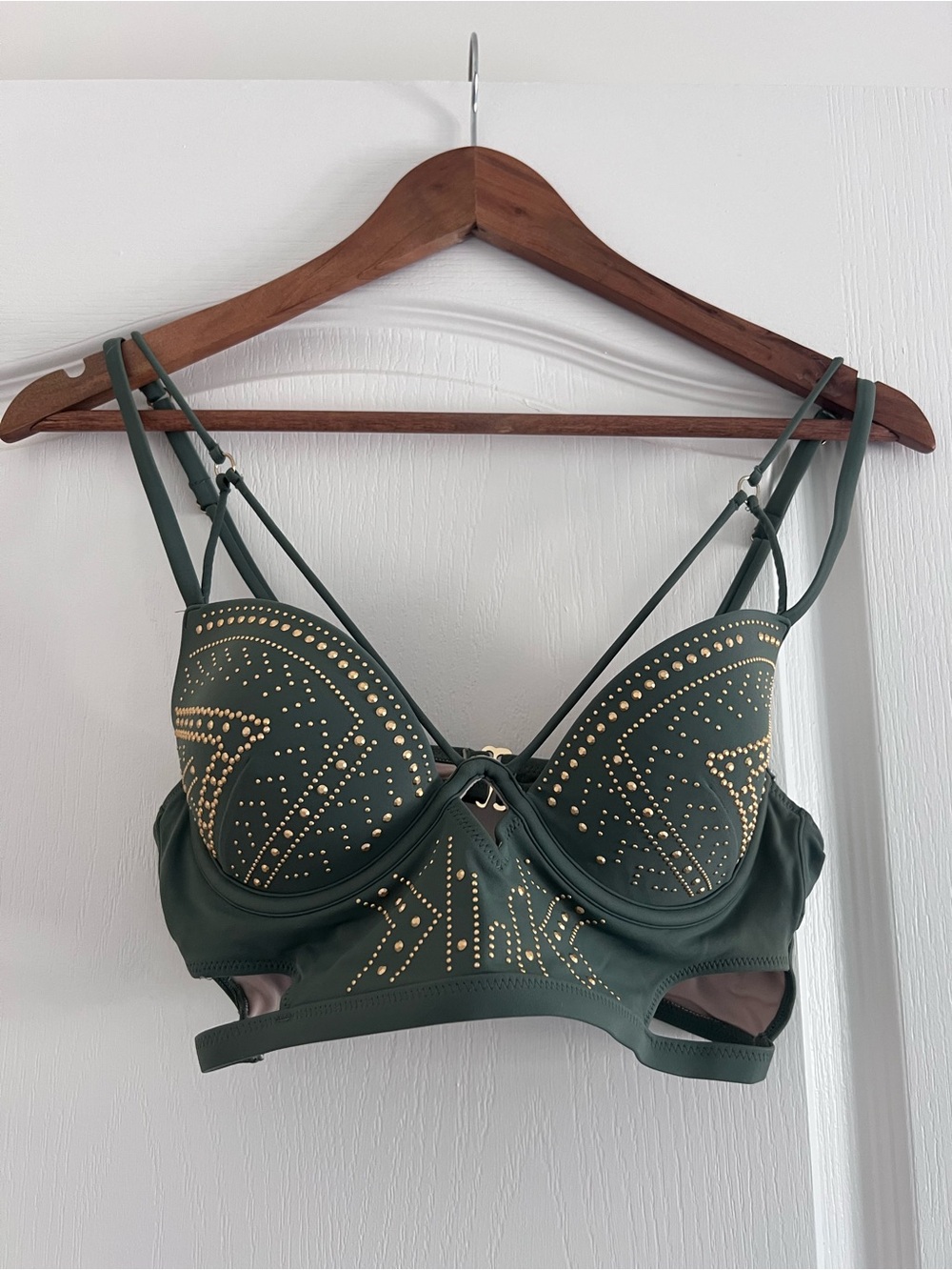 La SENZA Olive Green High-Waist Studded Bikini Set - Picture 3 of 5